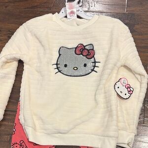 Hello Kitty Cream Fuzzy Sweater and leggings set Size 6x - NEW
